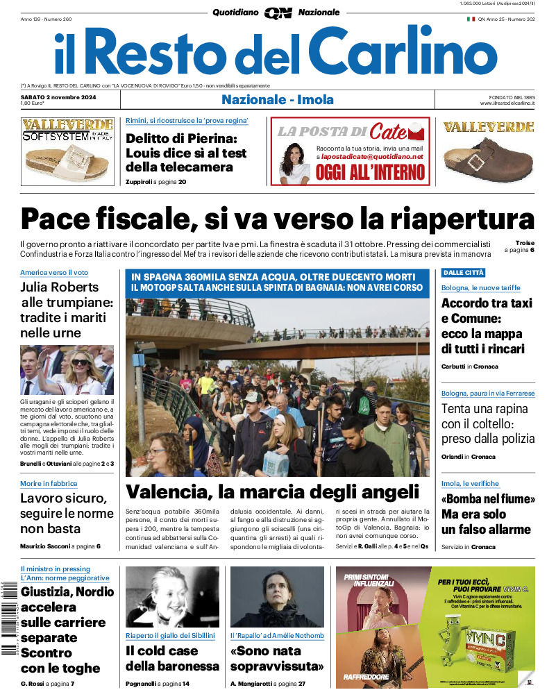 Prima-pagina-il resto del carlino-edizione-di-oggi-20241102